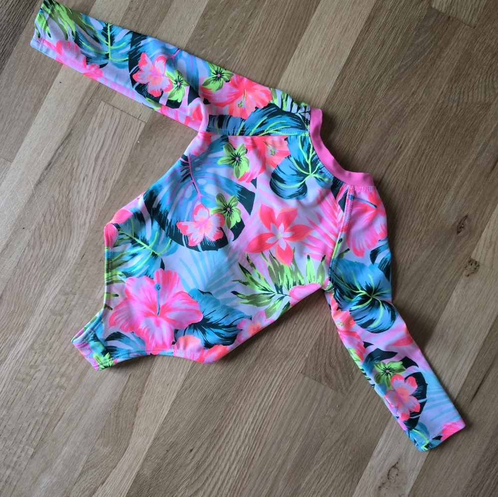 Wonder Nation SwimSuit Girls Pink Long Sleeve Baby 18 month rash guard UPF50